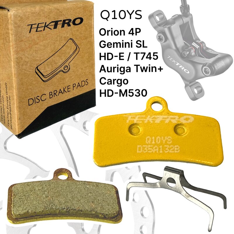 Tektro Q10YS semi-metallisch Fahrrad Scheibenbremsbeläge 4 Kolben Gold