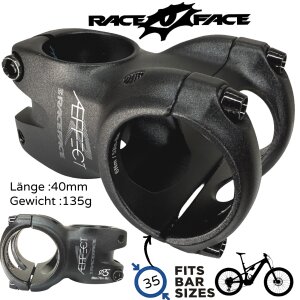 Race Face Vorbau Aeffect-R MTB FR DH Ebike 40mm Fat 35 x 0° Schwarz