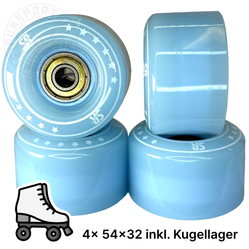 Supreme Rollers Rollschuh Rollen 54mm 82A (4er Set) + Kugellager Hell Blau
