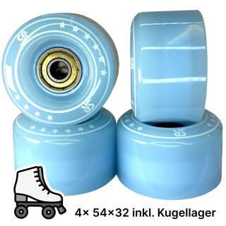 Supreme Rollers Rollschuh Rollen 54mm 82A (4er Set) + Kugellager Hell Blau