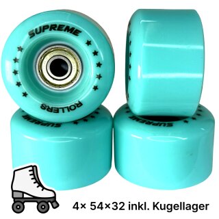 Supreme Rollers Rollschuh Rollen 54mm 82A (4er Set) + Kugellager Türkis