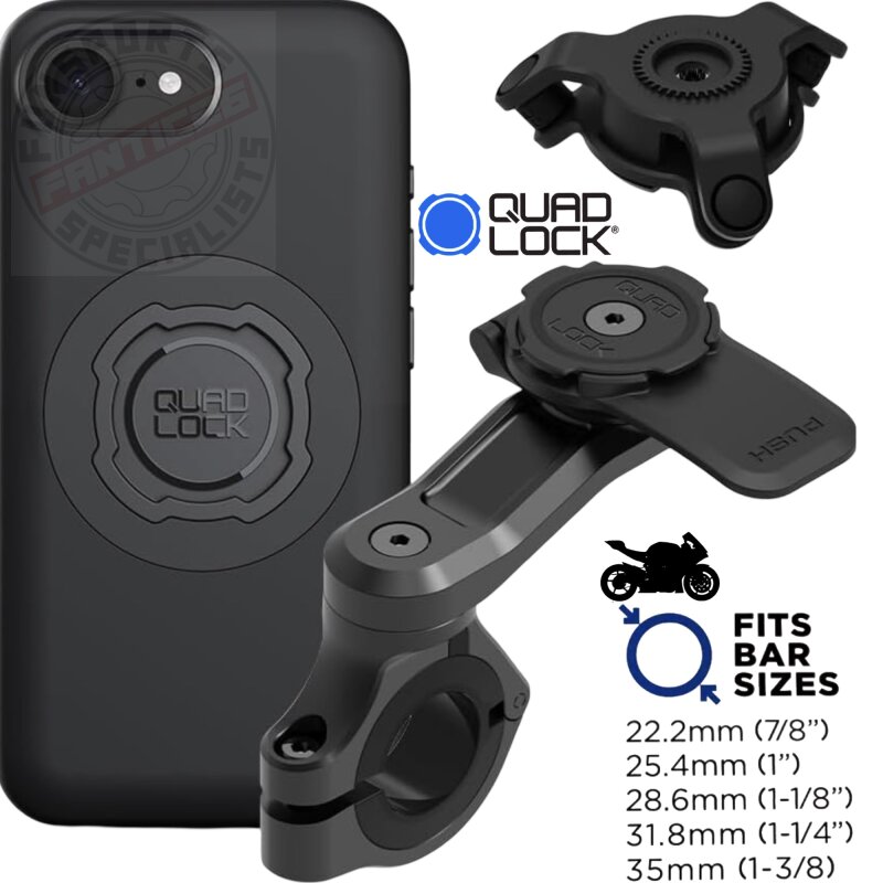 QUAD LOCK Motorrad Lenker Handyhalterung PRO + Vibrationsdämpfer + MAG Hülle für iPhone 16e /17e