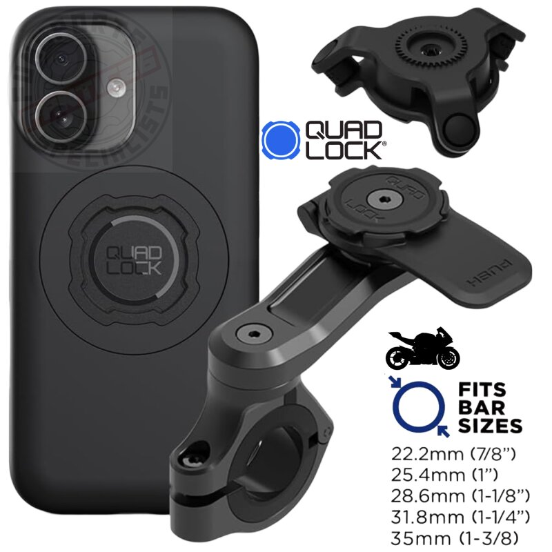 QUAD LOCK Motorrad Lenker Handyhalterung PRO + Vibrationsdämpfer + MAG Hülle für iPhone 17