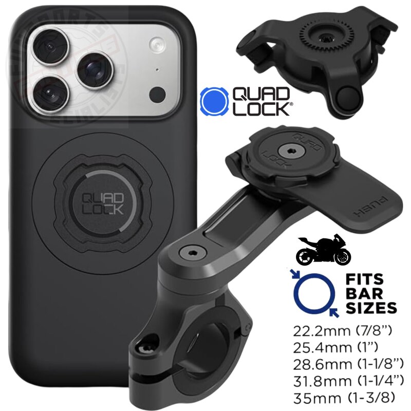 QUAD LOCK Motorrad Lenker Handyhalterung PRO + Vibrationsdämpfer + MAG Hülle für iphone 17 Pro Max