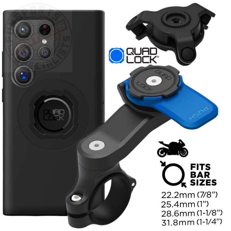 QUAD LOCK Motorrad Lenker Handyhalterung + Vibrationsdämpfer + MAG Hülle für Galaxy S25 Ultra