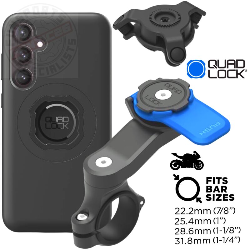 QUAD LOCK Motorrad Lenker Handyhalterung + Vibrationsdämpfer + MAG Hülle für Galaxy S24Fe