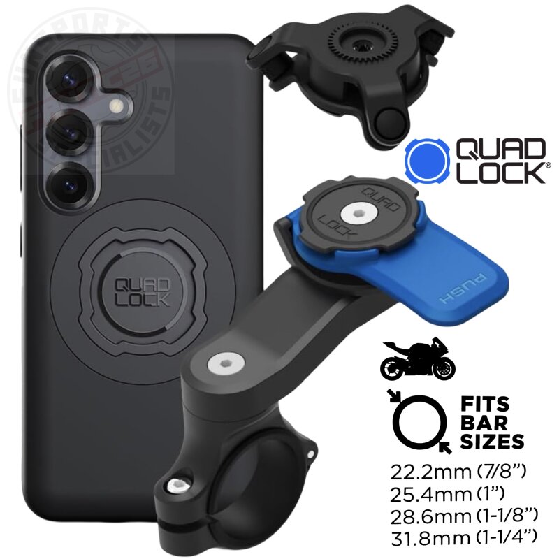 QUAD LOCK Motorrad Lenker Handyhalterung + Vibrationsdämpfer + MAG Hülle für Galaxy S25