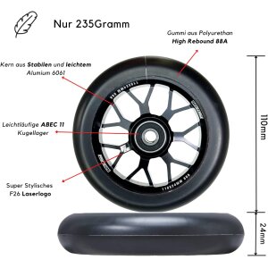 Fantic26 Spy7 Stunt-Scooter Rolle 110mm Abec11 Chrom/Pu Mint