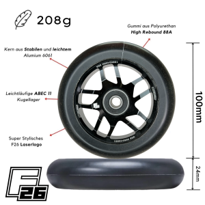 Fantic26 Base Stunt-Scooter Rolle 100mm Abec11