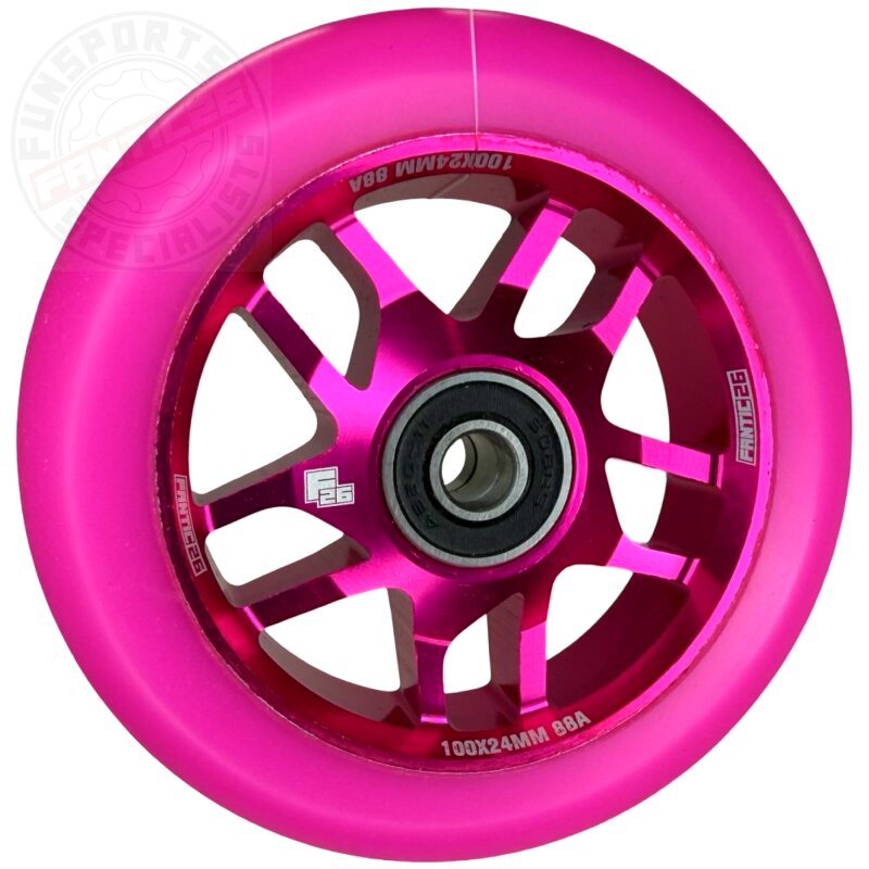 Fantic26 Base Stunt-Scooter Rolle 100mm Abec11 Pink/Pu Pink