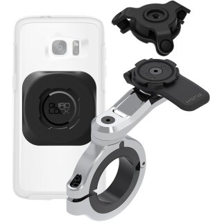 QUAD LOCK Motorrad Lenker Handyhalterung  PRO Chrome XL + Vibrationsdämpfer + MAG Universal Klebe Pad