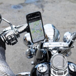 QUAD LOCK Motorrad Lenker Handyhalterung  PRO Chrome XL + Vibrationsdämpfer + MAG Universal Klebe Pad