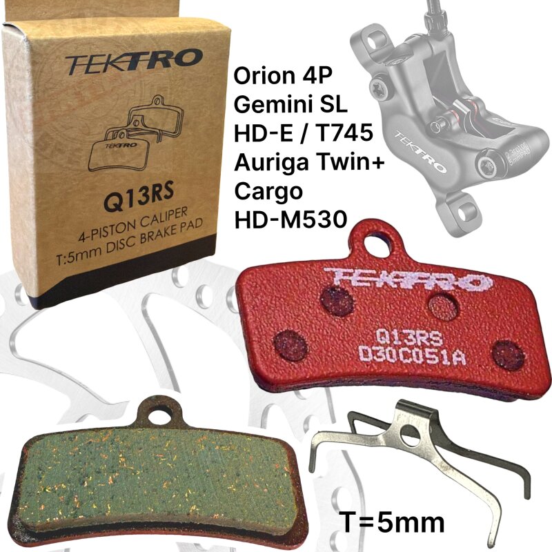 Tektro Q13RS Resin Fahrrad Scheibenbremsbeläge 4 Kolben Rot