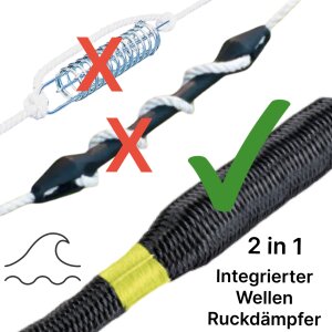 Boot Festmacherleine mit Ruck Dämpfer anlege Mooring Seil Schwarz