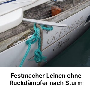 Boot Festmacherleine mit Ruck Dämpfer anlege Mooring Seil Schwarz