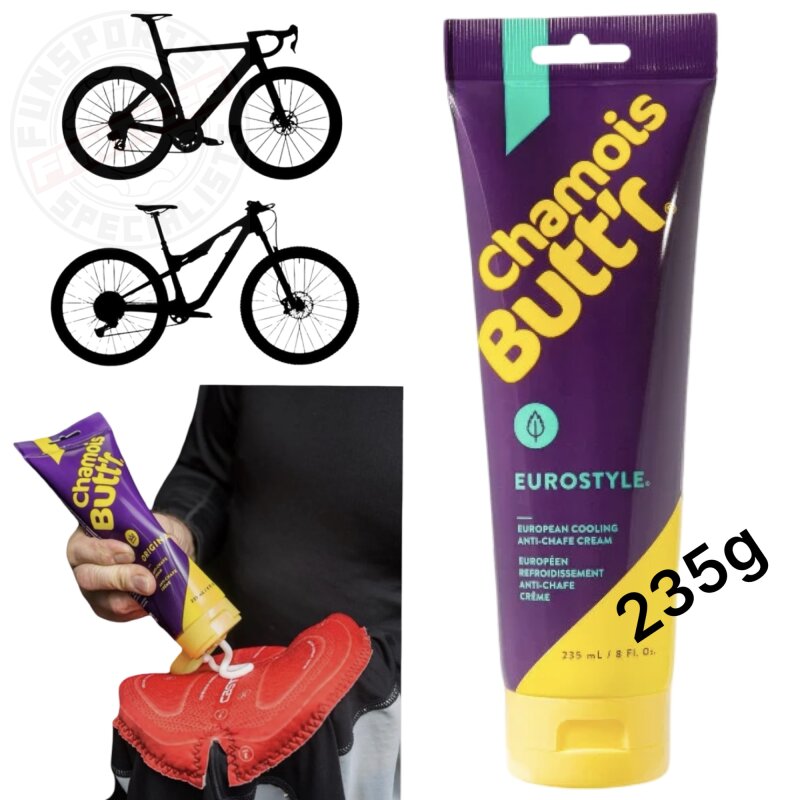 CHAMOIS BUTT'R Radsport Sitzcreme Anti Wund Scheuer Sitzpolster 235ml Eurostyle