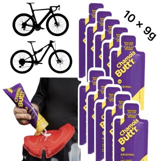 CHAMOIS BUTTR Radsport Sitzcreme Anti Wund Scheuer Sitzpolster 10 x 9ml