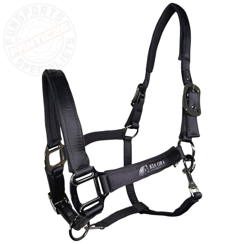 Kia Ora Equine Satin Premium Halfter Pferd Schwarz COB