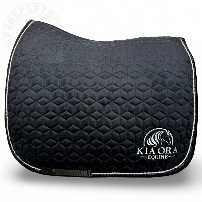 Kia Ora Equine Samt Dressur Schabracke Schwarz COB