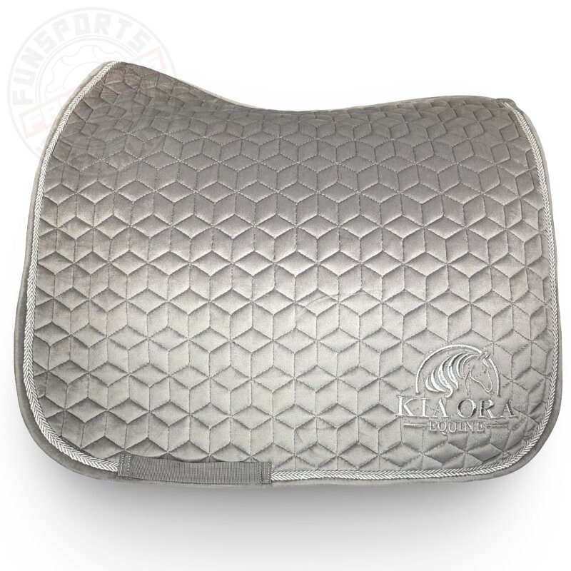 Kia Ora Equine Samt Dressur Schabracke Grau COB
