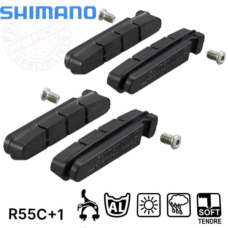 Shimano R55C+1 Bremsbeläge für Cartridge Rennrad Bremsschuhe (2 Paar)