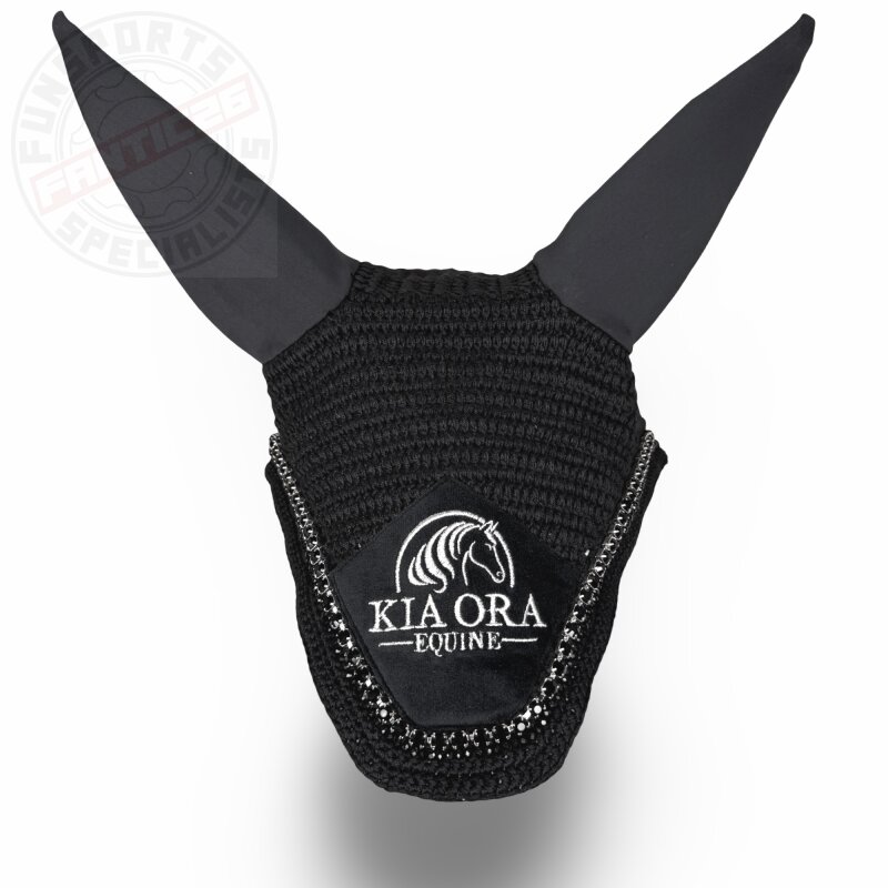 Kia Ora Equine Fliegenhaube mit Glitzersteinen Schwarz COB