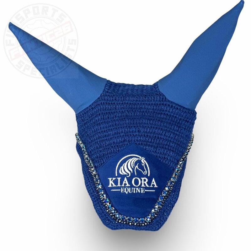 Kia Ora Equine Fliegenhaube mit Glitzersteinen Marineblau Full