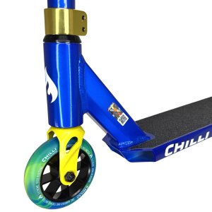 Chilli Pro Jumpstart S Stunt-Scooter H=71cm transparent Blau / Gelb