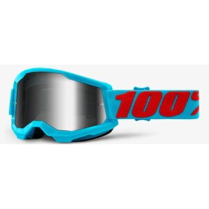 100% Strata V2 goggle Motocross Brille Hell Blau Rot...