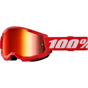 100% Strata V2 goggle Motocross Brille Rot Verspiegelt