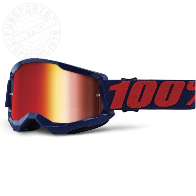 100% Strata V2 goggle Motocross Brille Navy Verspiegelt