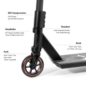 North Guide Street Stunt-Scooter H=92,5cm Schwarz