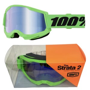 100% Strata V2 goggle Motocross Brille Neon Grün...
