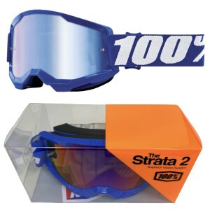 100% Strata V2 goggle Motocross Brille Blau Verspiegelt