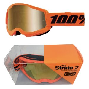 100% Strata V2 goggle Motocross Brille Orange Verspiegelt