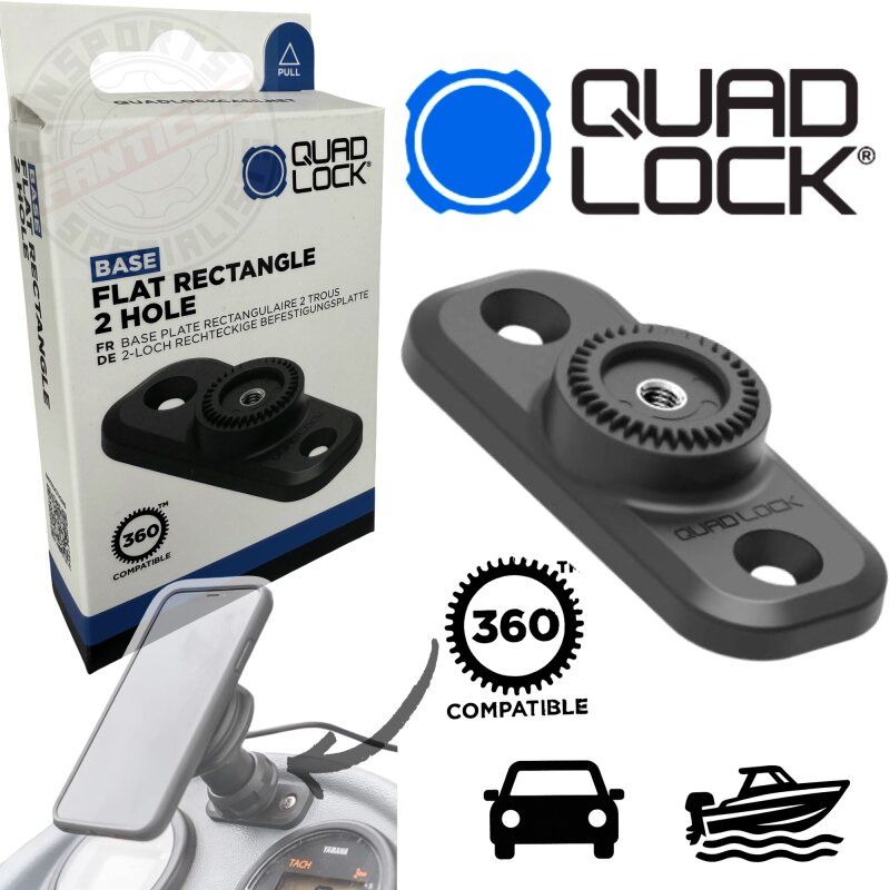 QUAD LOCK 360 Base Flat Rectanfle 2 Hole Anschraubplatte Bware