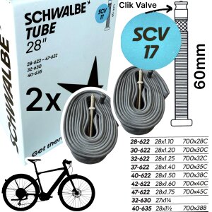 2x Schwalbe Road Fahrrad-Schlauch SCV 17 I  28"...