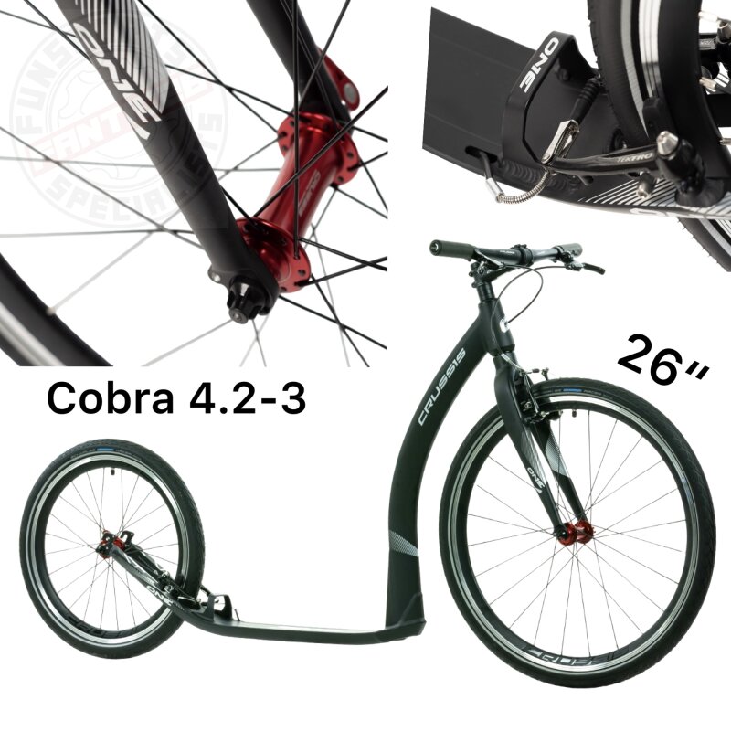 Crussis Cobra 4.2 City Tret Roller 26" Long Distanz Scooter Schwarz Rot