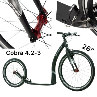 Crussis Cobra 4.2 City Tret Roller 26" Long Distanz Scooter Schwarz Rot