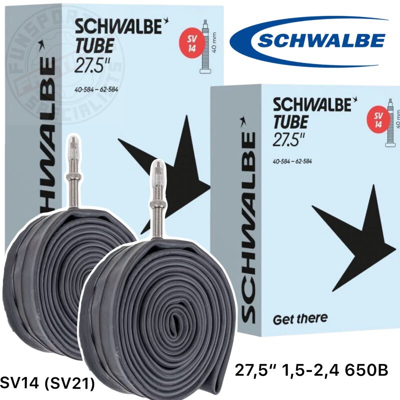 2x Schwalbe Fahrrad-Schlauch SV14 (SV21) 27,5x1,5-2,4'' 40/60-584 SV40