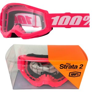 100% Strata V2 goggle Motocross Brille Pink (Clear)