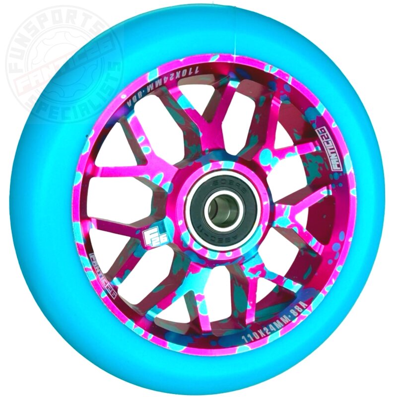 Fantic26 Spy7 Stunt-Scooter Rolle 110mm Abec11 Splash Pink/Pu Türkis