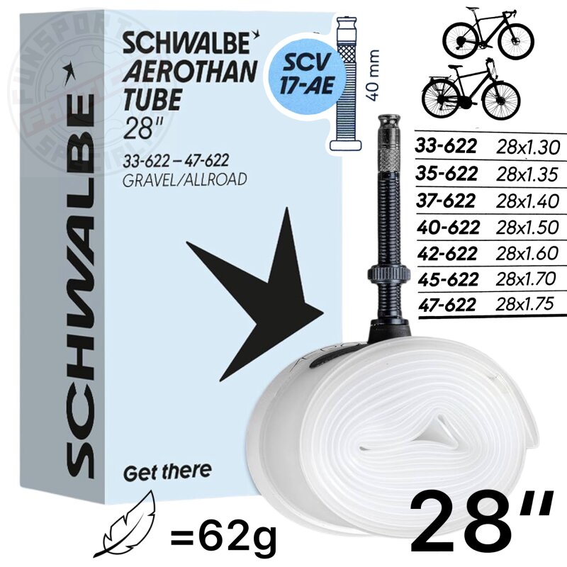 Schwalbe Schlauch 28" Aerothan light Tube Gravel / Trekking 1,3-1,75" SCV17-AE 40mm