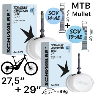 Schwalbe Aerothan light Schlauch 27,5"+29" SCV14-AE + SCV19-AE Clik Valve Mullet SET