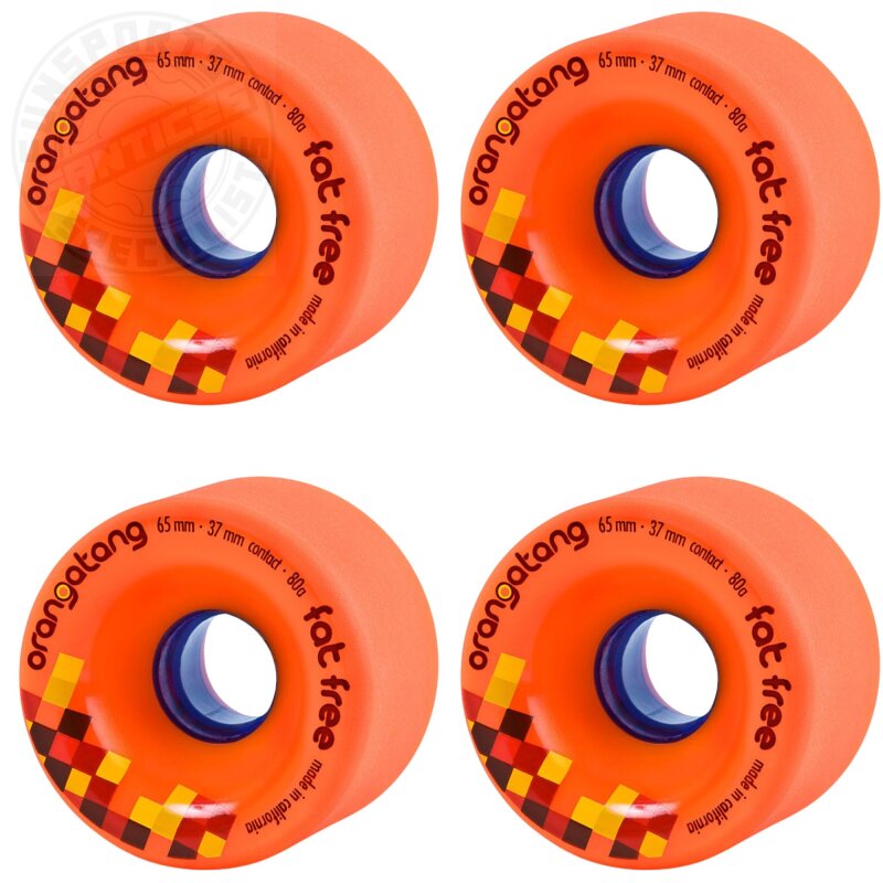 Orangatang Fat Free Longboard Rollen 65mm 80a (4erSet) Orange