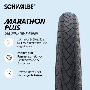 2x Schwalbe Marathon Plus 28" x 1,75" (47-622) Reifen, Schläuche SCV19 + F26 Reifenheber