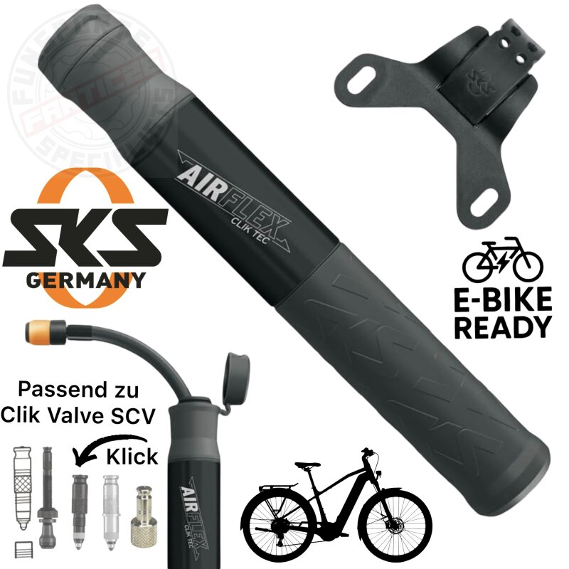 SKS GERMANY Airflex Explorer SCV CLIK TEC Minipumpe | Fahrradpumpe