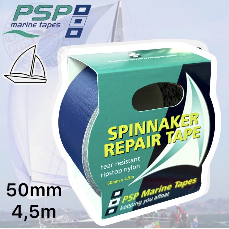 PSP Segelboot Marine Ripstop Spinnaker Tape Segel Reparatur Klebeband 50mm x 4,5m Dunkel Blau
