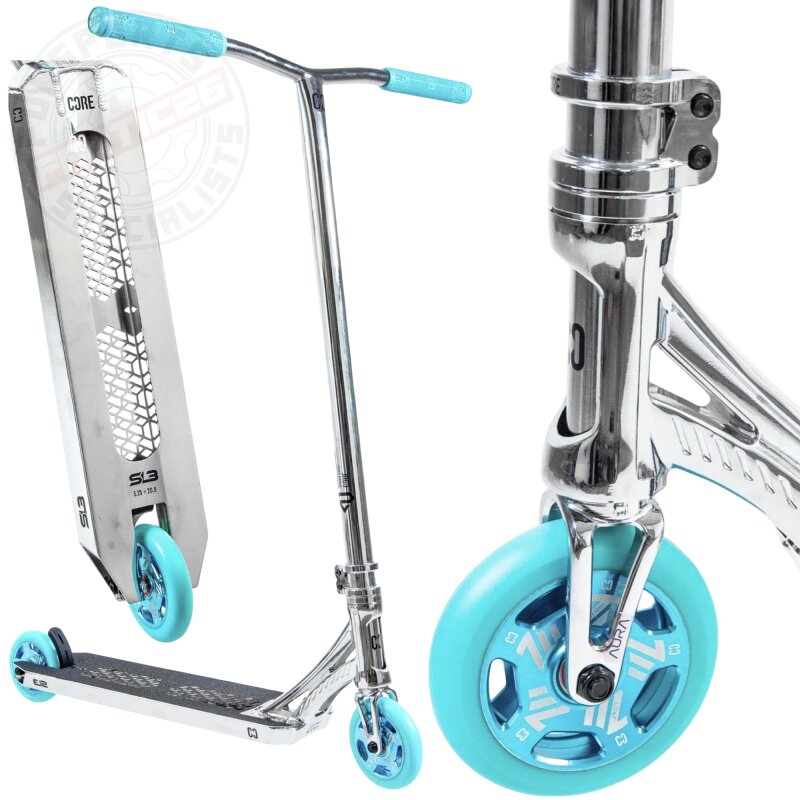 CORE SL3 Mini Stunt-Scooter Park H=76cm Chrome/Teal