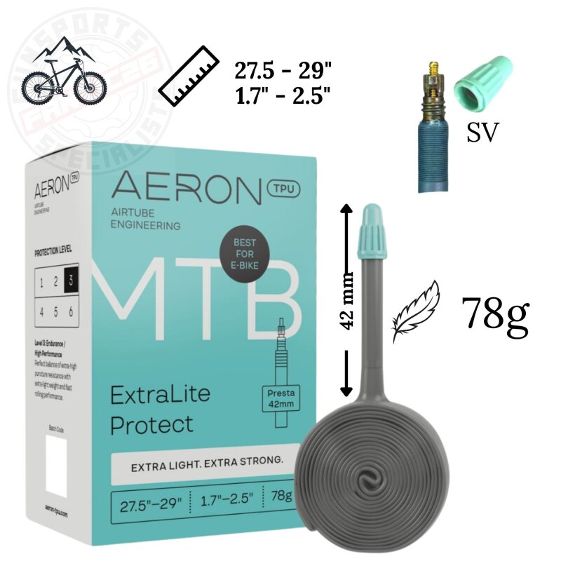 Aeron ExtraLite Protect MTB TPU 1,7"–2,5" Fahrradschlauch 27,5"-29" SV42